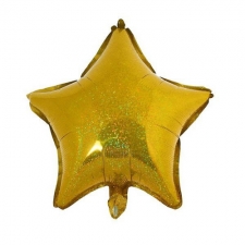 Шар фольгированный 18" звезда "Золотая голография"
