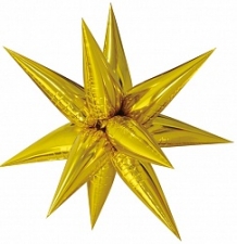 Шар фольгированный 26" звезда 3D «Металлик золотой»